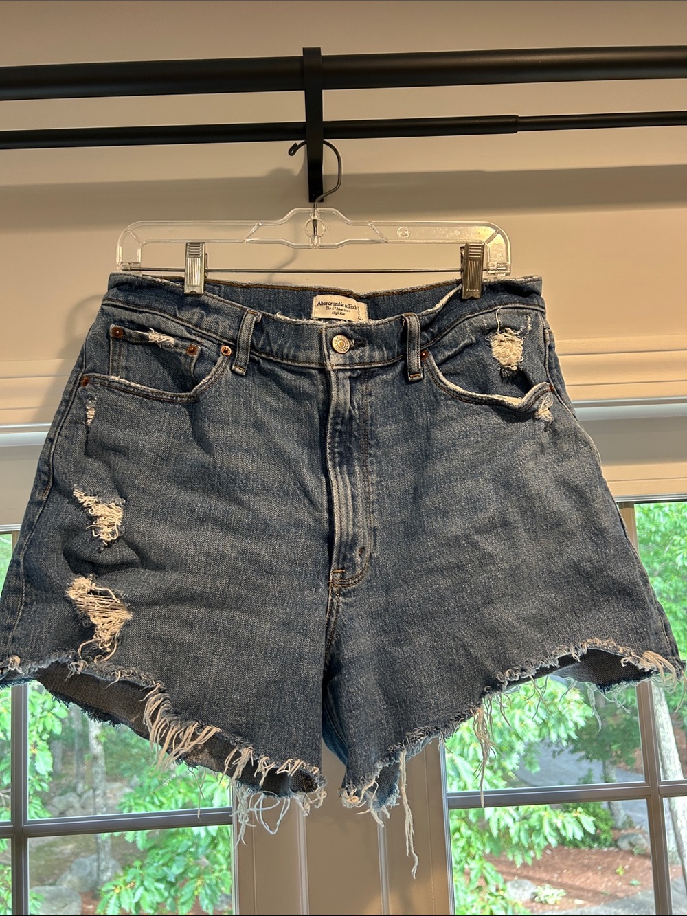 Abercrombie & Fitch Distressed Dark Blue Denim Cutoff Shorts